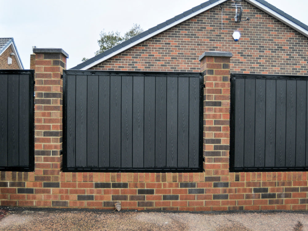 Steel Frame Fence with Grey Composite Boards