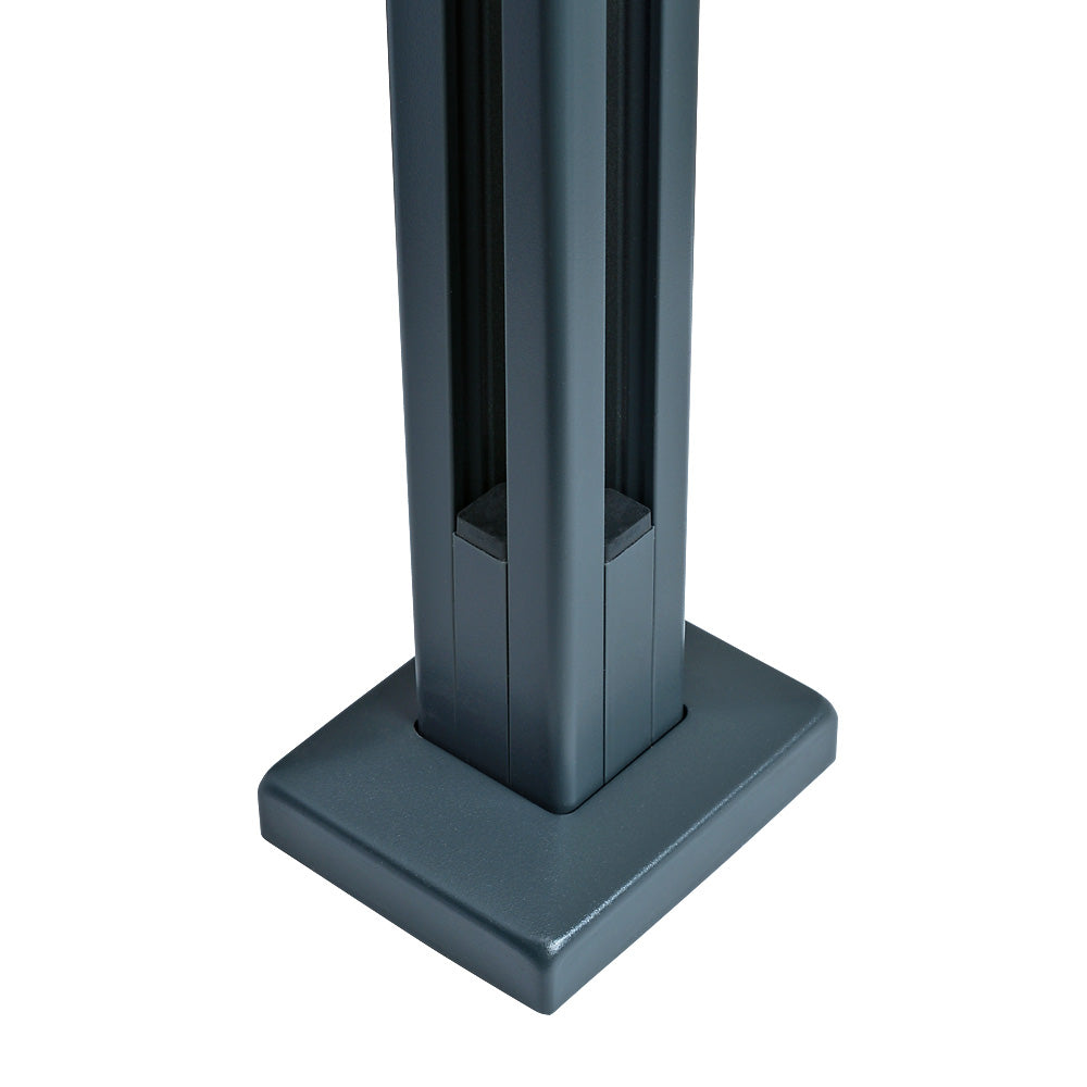 Easy Slide Base Fix Aluminium Balustrade Corner Post For 11.5mm Glass