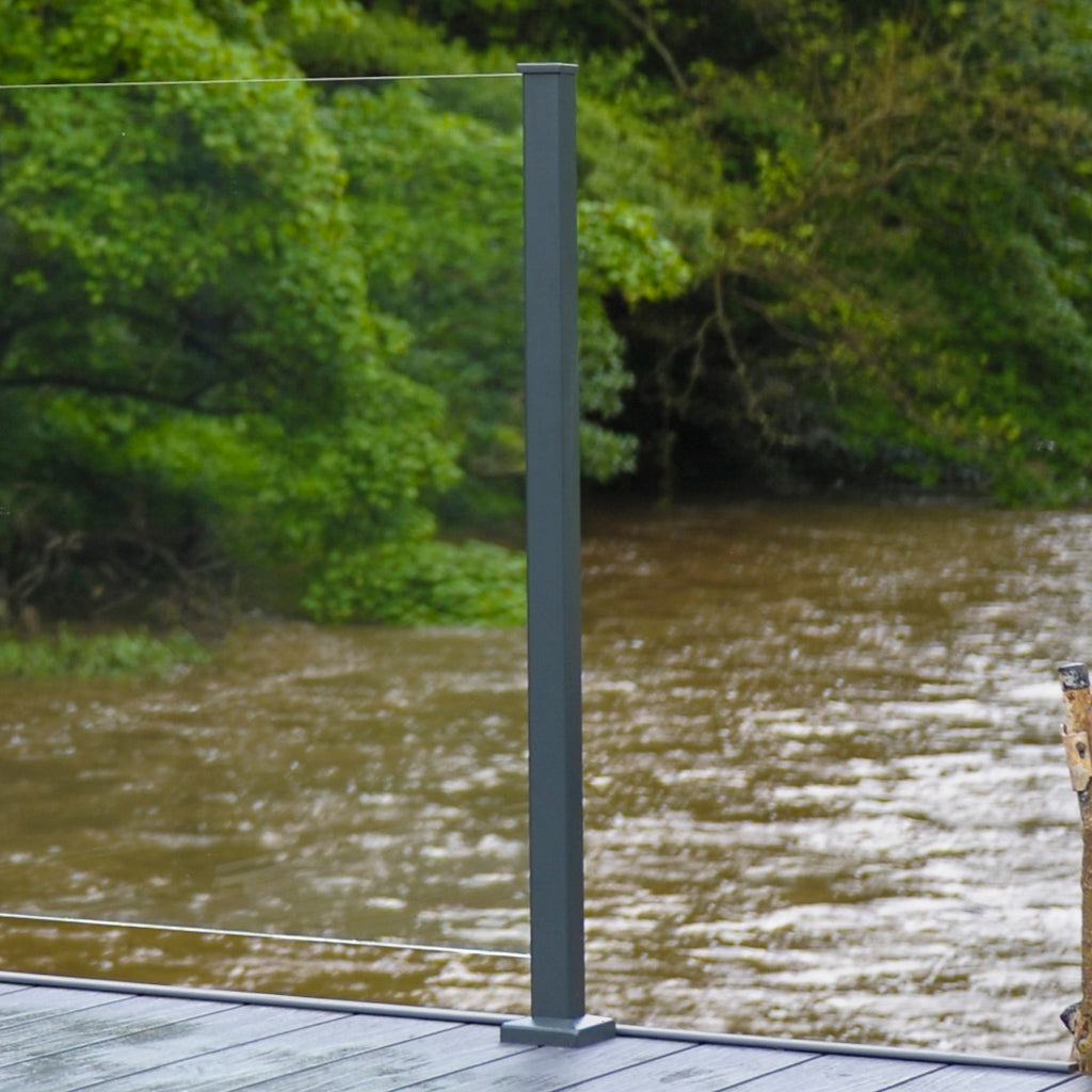 Easy Slide Base Fix Aluminium Balustrade End Post For 11.5mm Glass