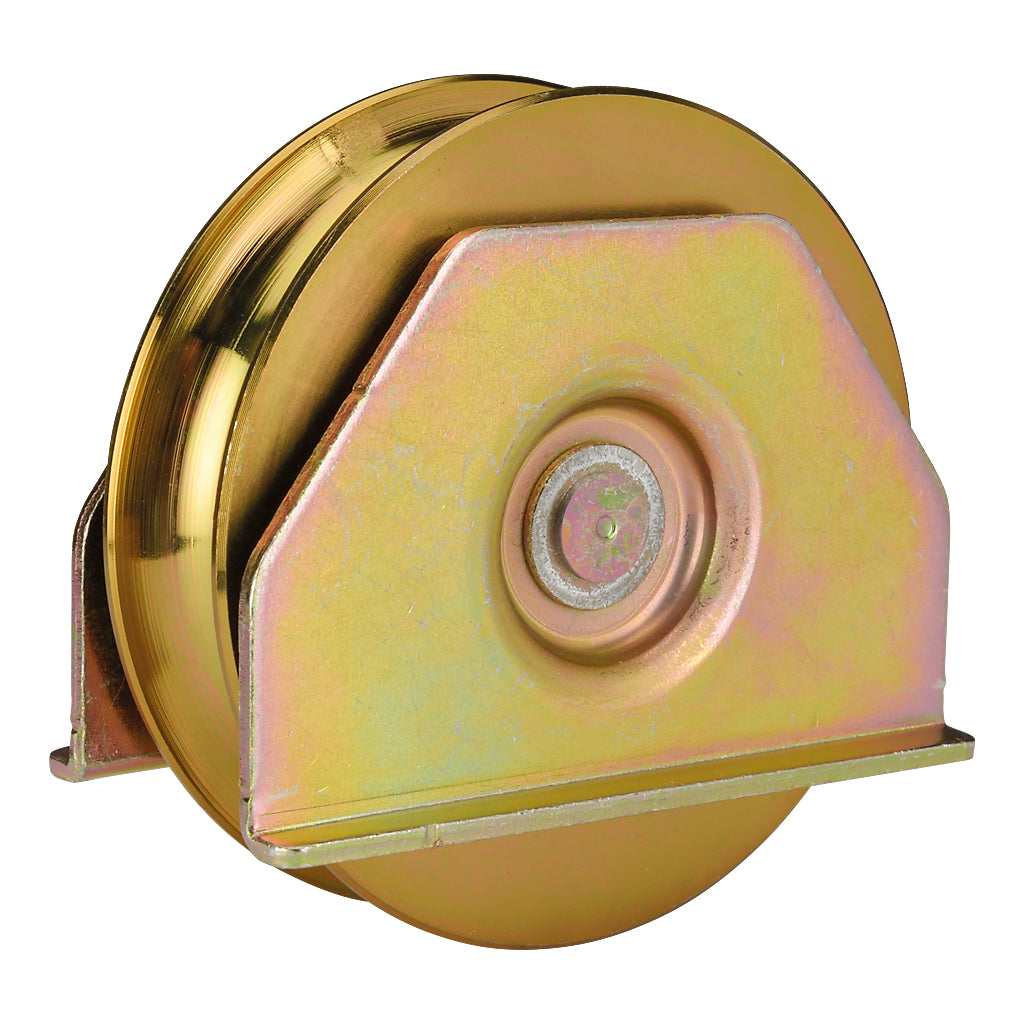 100mm Diameter Double Bearing Gate Wheel With Plates To Suit 20mm Diameter Track