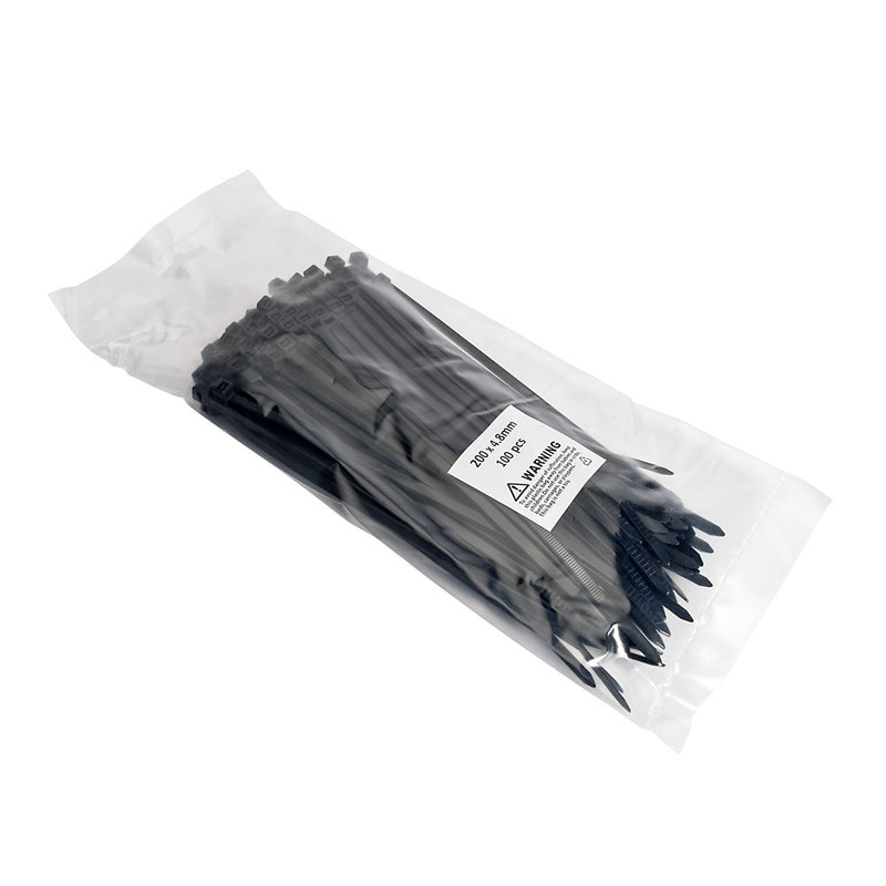 Black Nylon Cable Ties 200mm x 4.8mm Pack Of 100