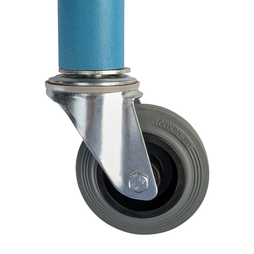 CasterHQ- 4 x 2 Stainless Steel Rigid Fixed Caster - Blue Solid Poly Wheel CasterHQ- 4 x 2 Stainless Steel Rigid Fixed Caster - Blue Solid Poly Wheel