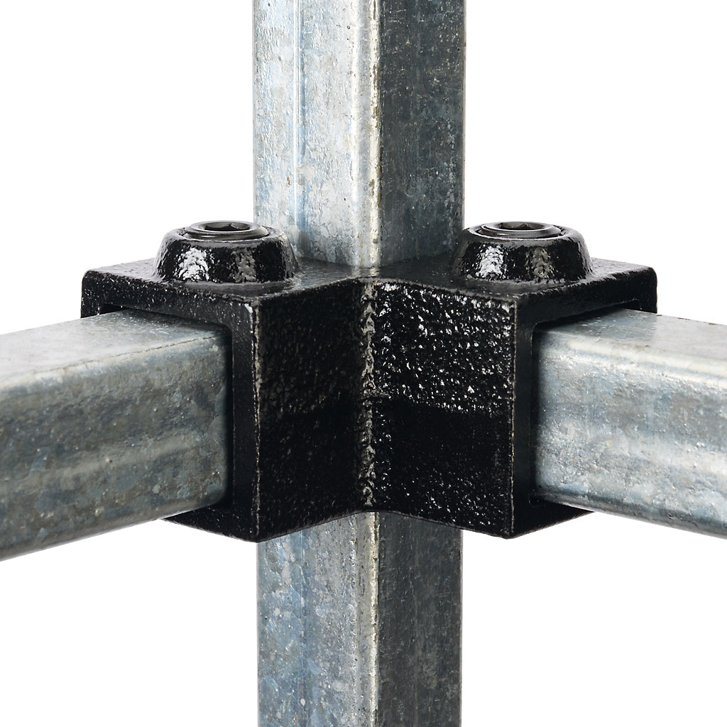 Three Way Mid Corner 25mm Square Key Clamp With Black Electrophoretic Finish
