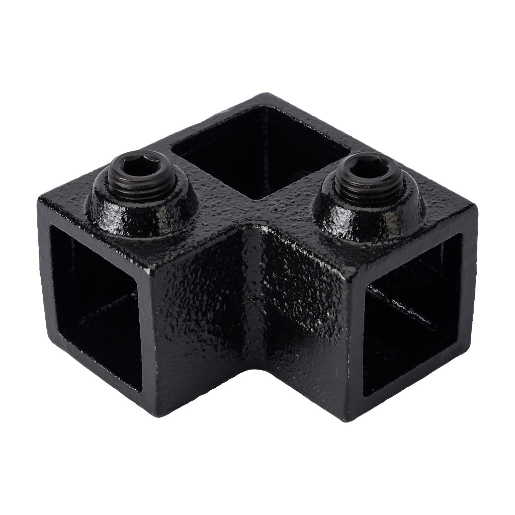 Three Way Mid Corner 25mm Square Key Clamp With Black Electrophoretic Finish