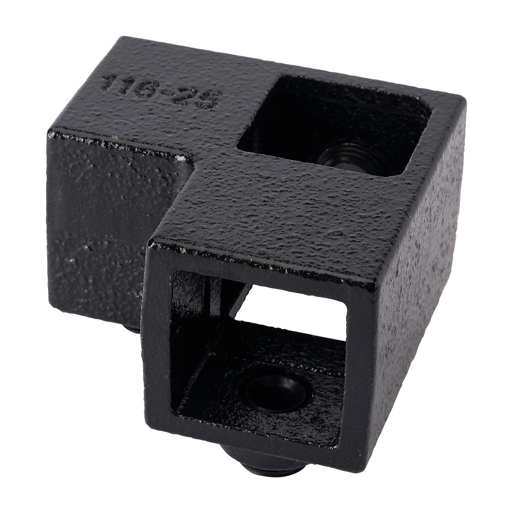 Three Way Mid Corner 25mm Square Key Clamp With Black Electrophoretic Finish