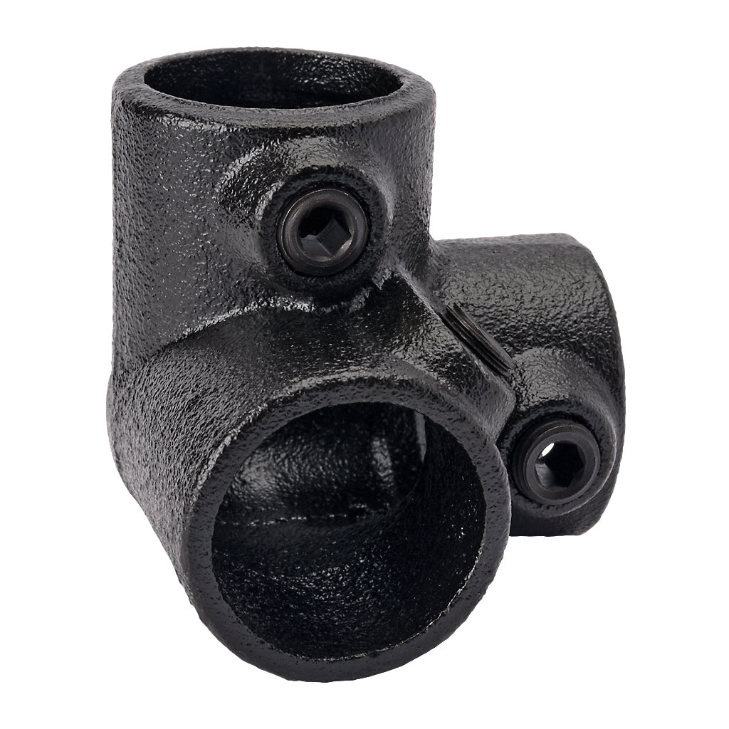 E128A 90° Three Way Top Rail Corner Key Clamp To Suit 26.9mm Tube With Black Electrophoretic Finish