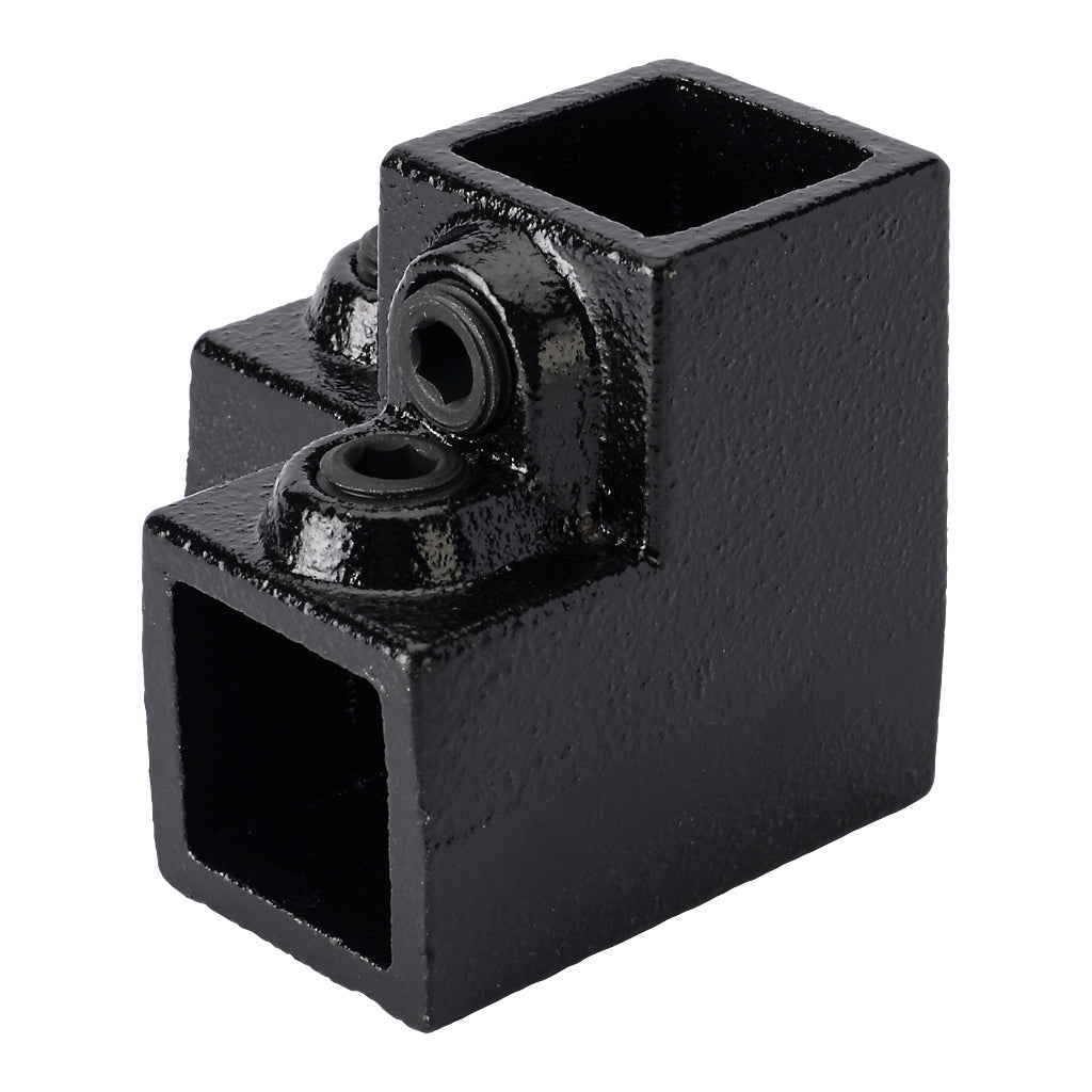 Three Way Top Corner 25mm Square Key Clamp With Black Electrophoretic Finish