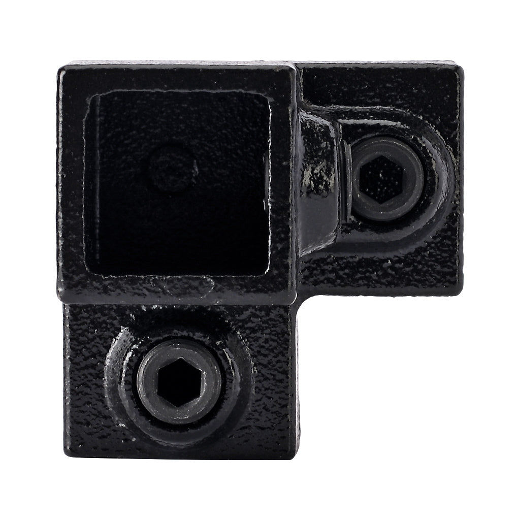 Three Way Top Corner 25mm Square Key Clamp With Black Electrophoretic Finish
