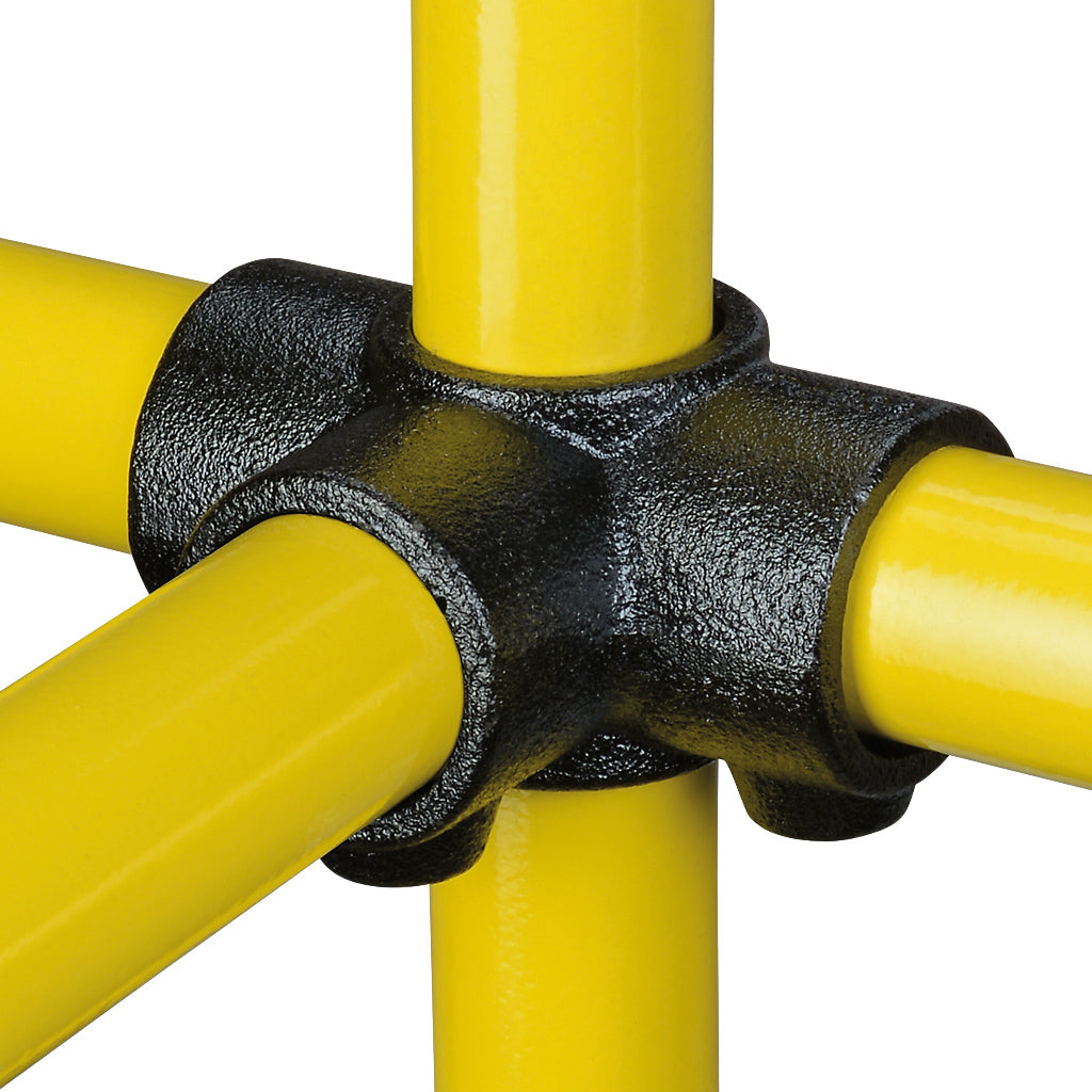 E176A 3 Way Side Outlet Tee Key Clamp To Suit 26.9mm Tube With Black Electrophoretic Finish