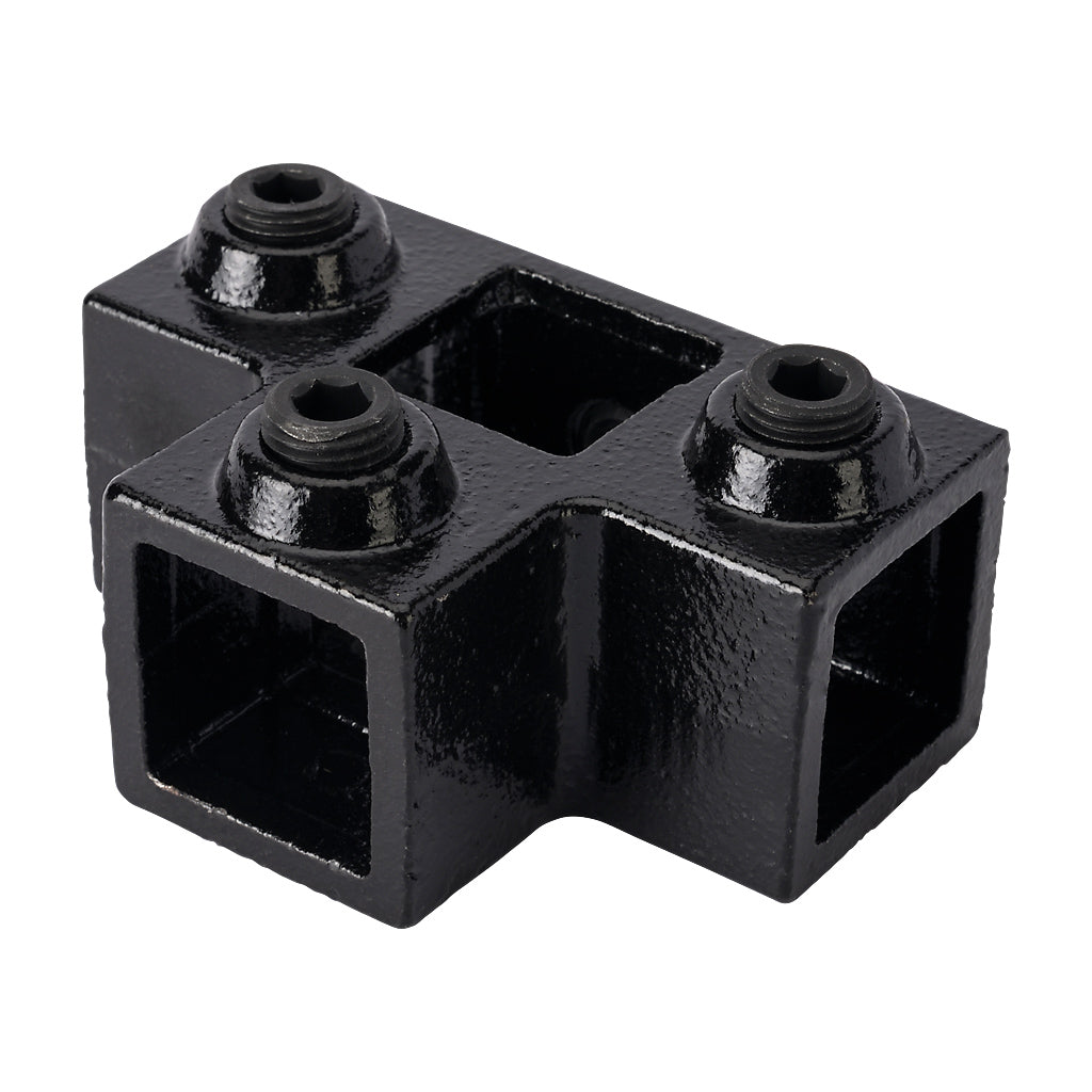 3 Way Side Outlet Tee 25mm Square Key Clamp Black Electrophoretic Finish