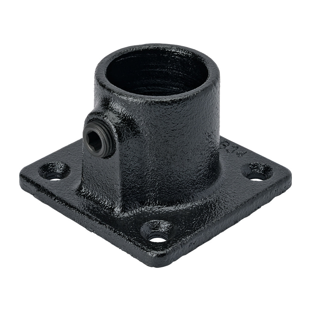 ES131B Square Base Wall Flange Key Clamp To Suit 33.7mm Tube With Black Electrophoretic Finish