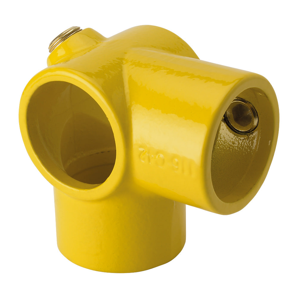 Y116C 90° 3 Way Mid Rail Corner Key Clamp To Suit 42.4mm Tube Yellow