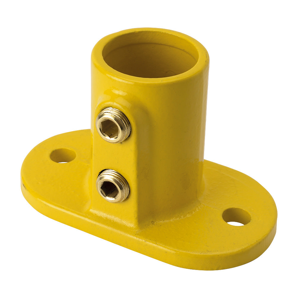 Y132C Oval Base Flange Key Clamp To Suit 42.4mm Tube Yellow