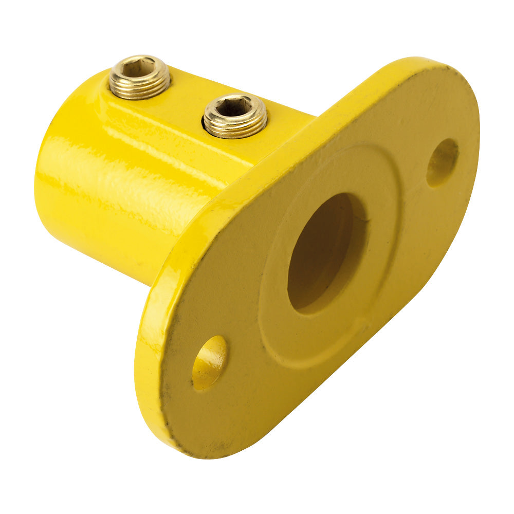 Y132C Oval Base Flange Key Clamp To Suit 42.4mm Tube Yellow