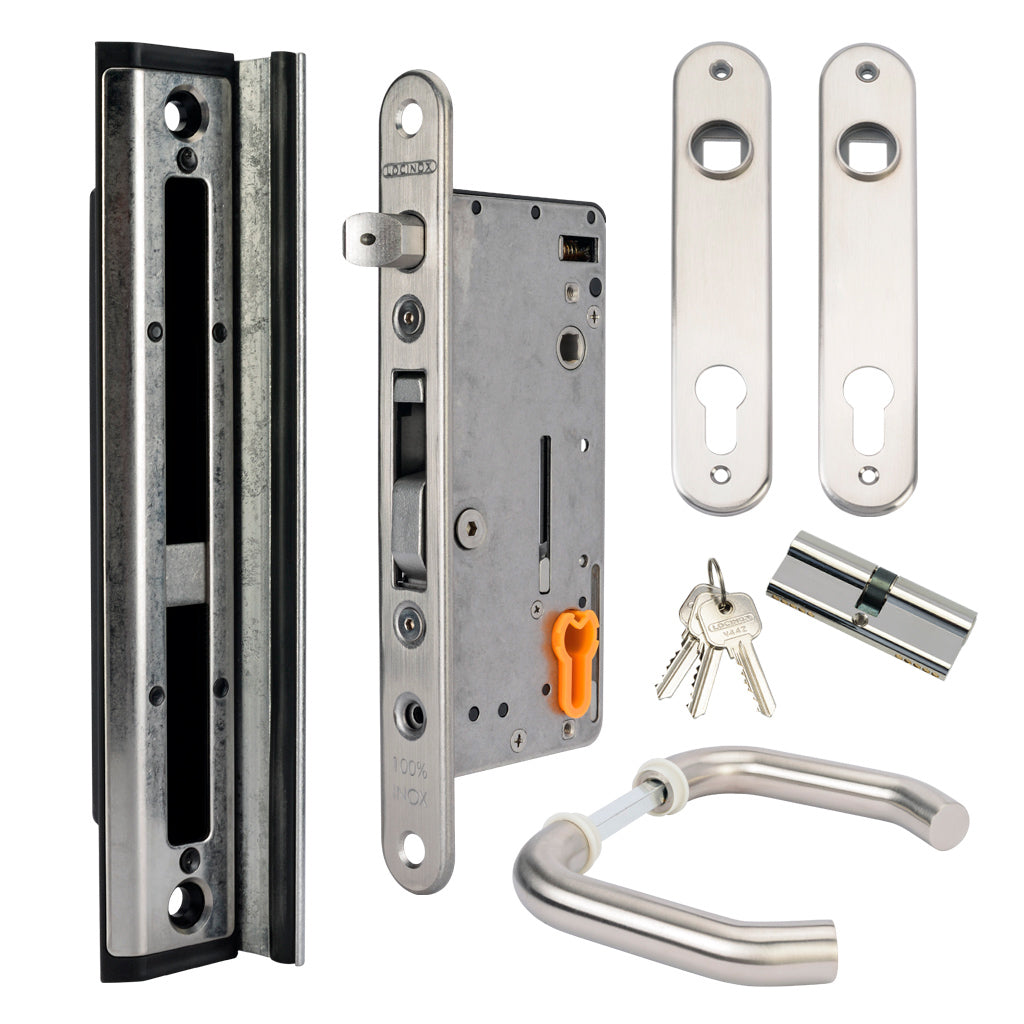 Locinox Insert Lock H-Wood-Set Kit For Wooden Gates With 80mm Cylinder