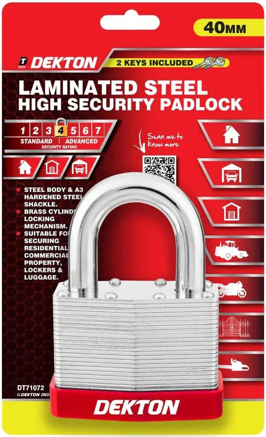 Laminated Steel High Security Padlock 40mm With 2 Keys