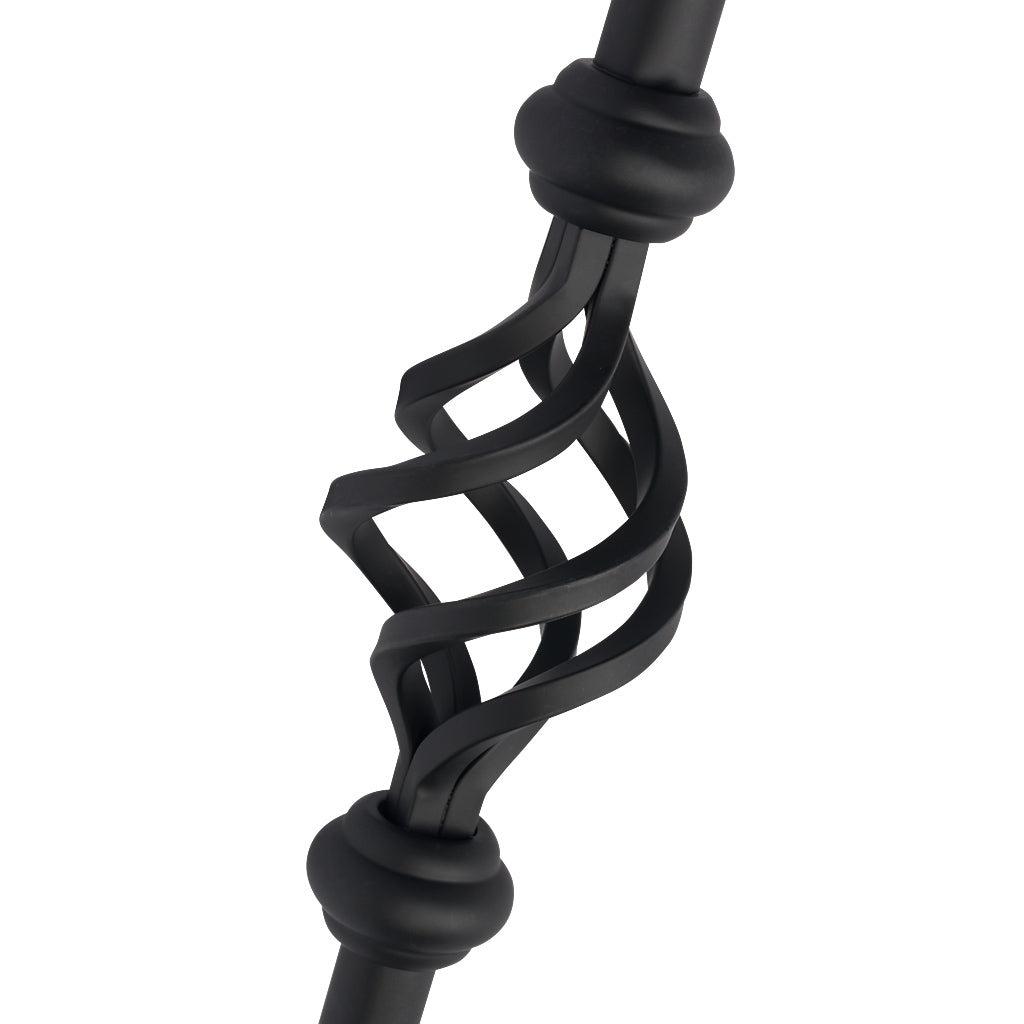 PK95 16mm Diameter Round Hollow Bar Stair Spindle Single Basket Black