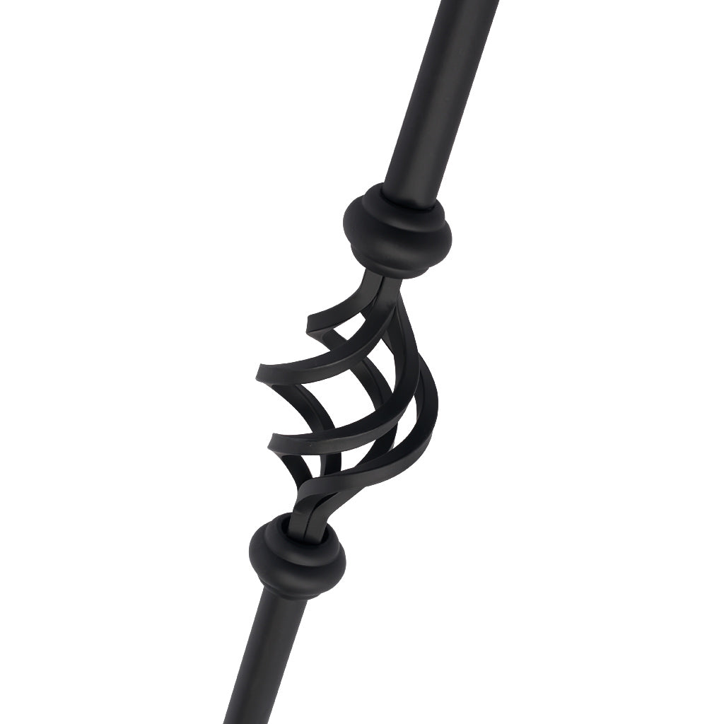 PK96 16mm Diameter Round Hollow Bar Stair Spindle Double Basket Black
