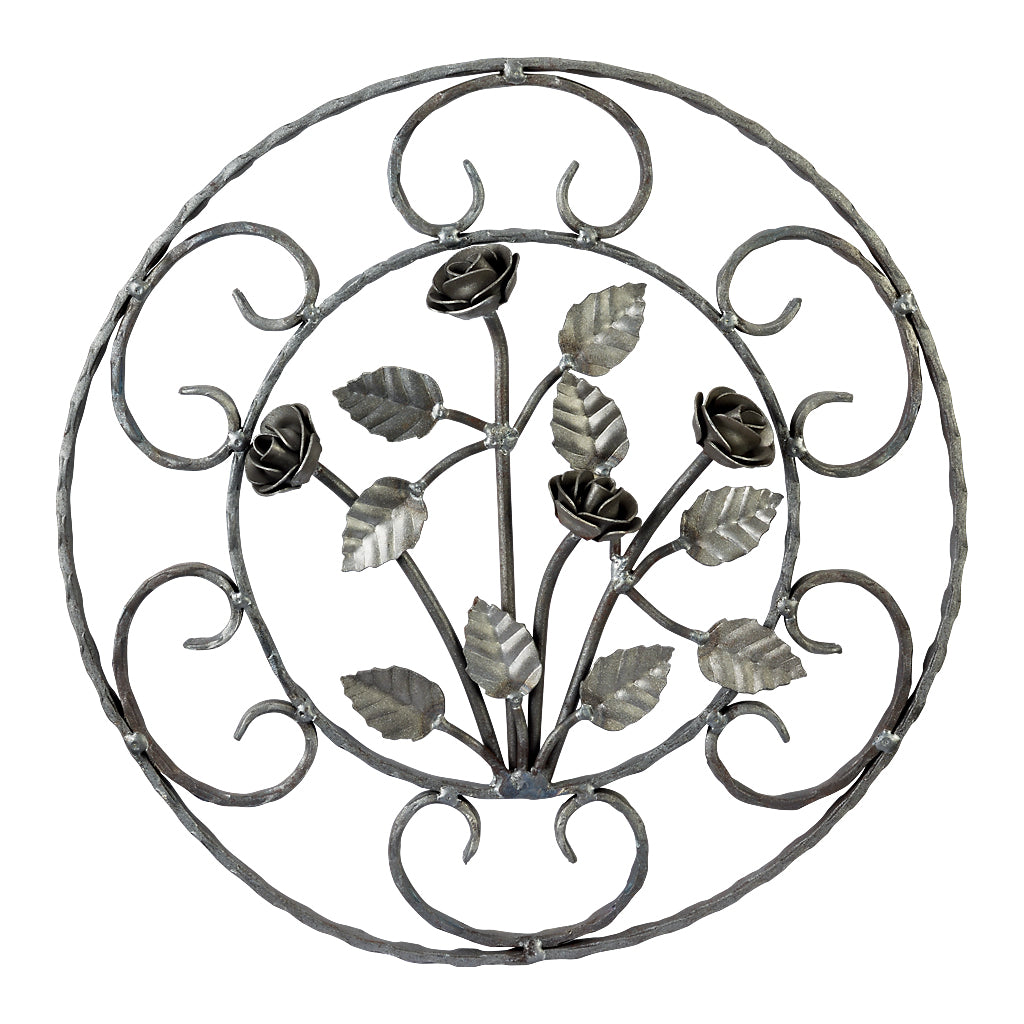 PRE039 Ornate Flower Panel 410mm Diameter 12x6mm Flat Hammered Edge Bar