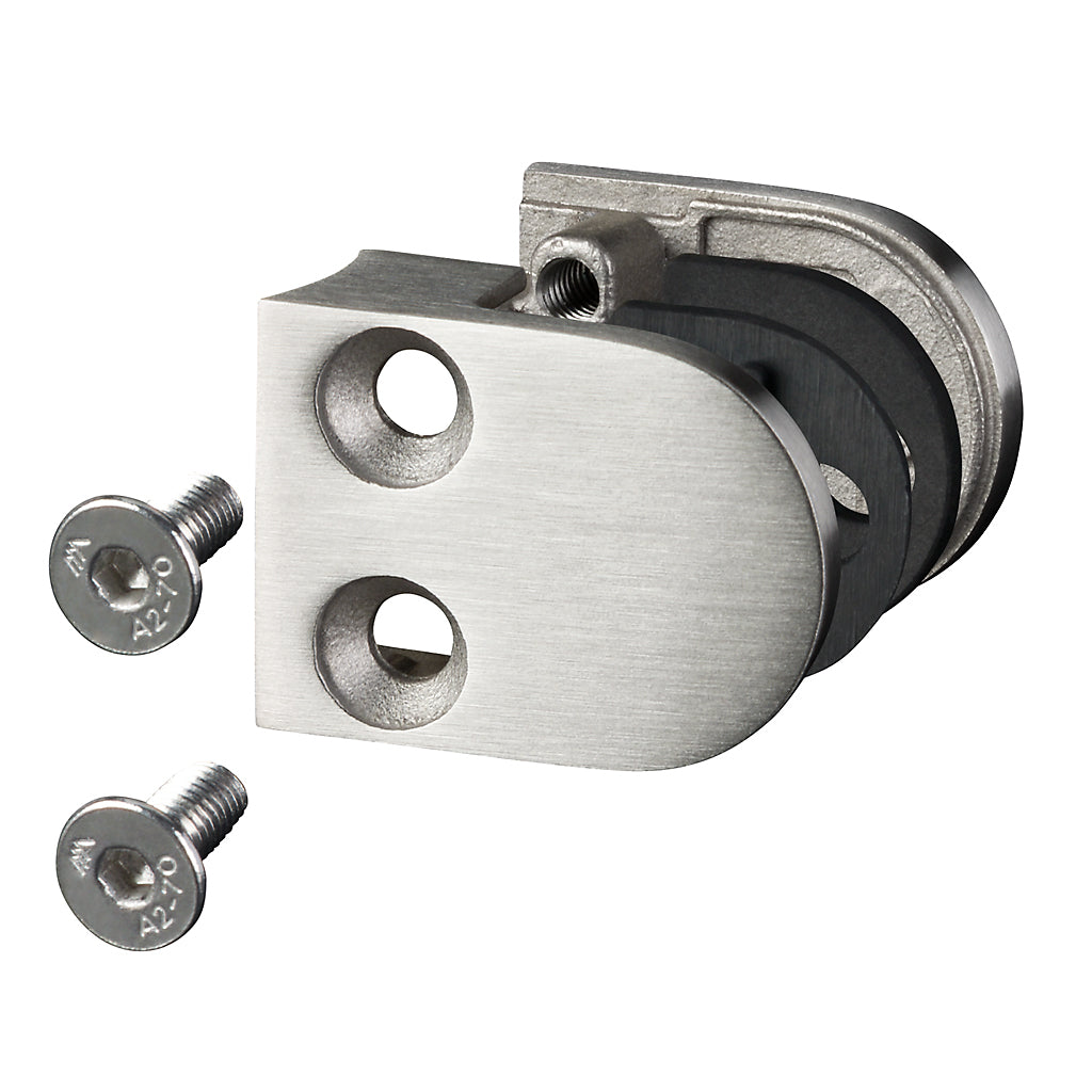 304 Stainless Steel Mini D Glass Clamp To Suit 42.4mm Post - 4mm & 6mm Glass