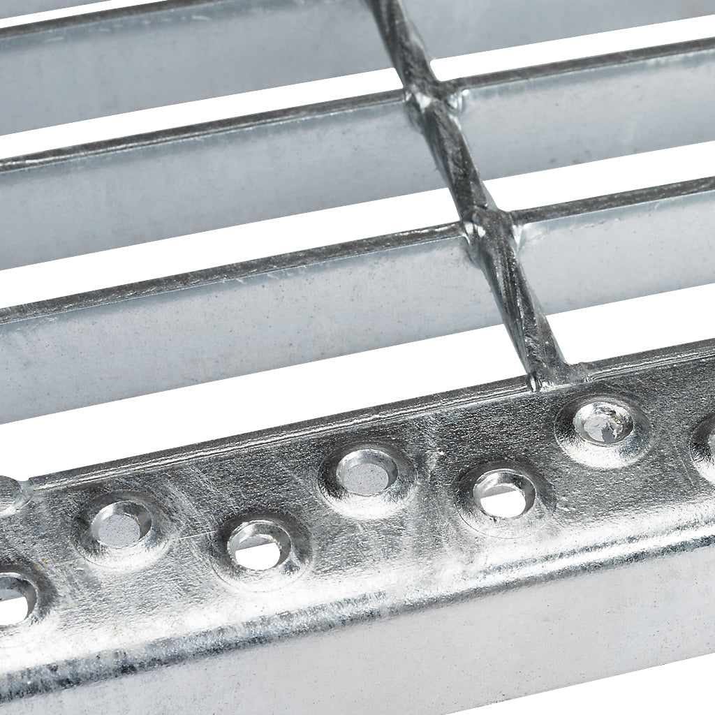ST1 Galvanised Open Mesh Steel Stair Tread 800 x 288mm Perforated Nosing