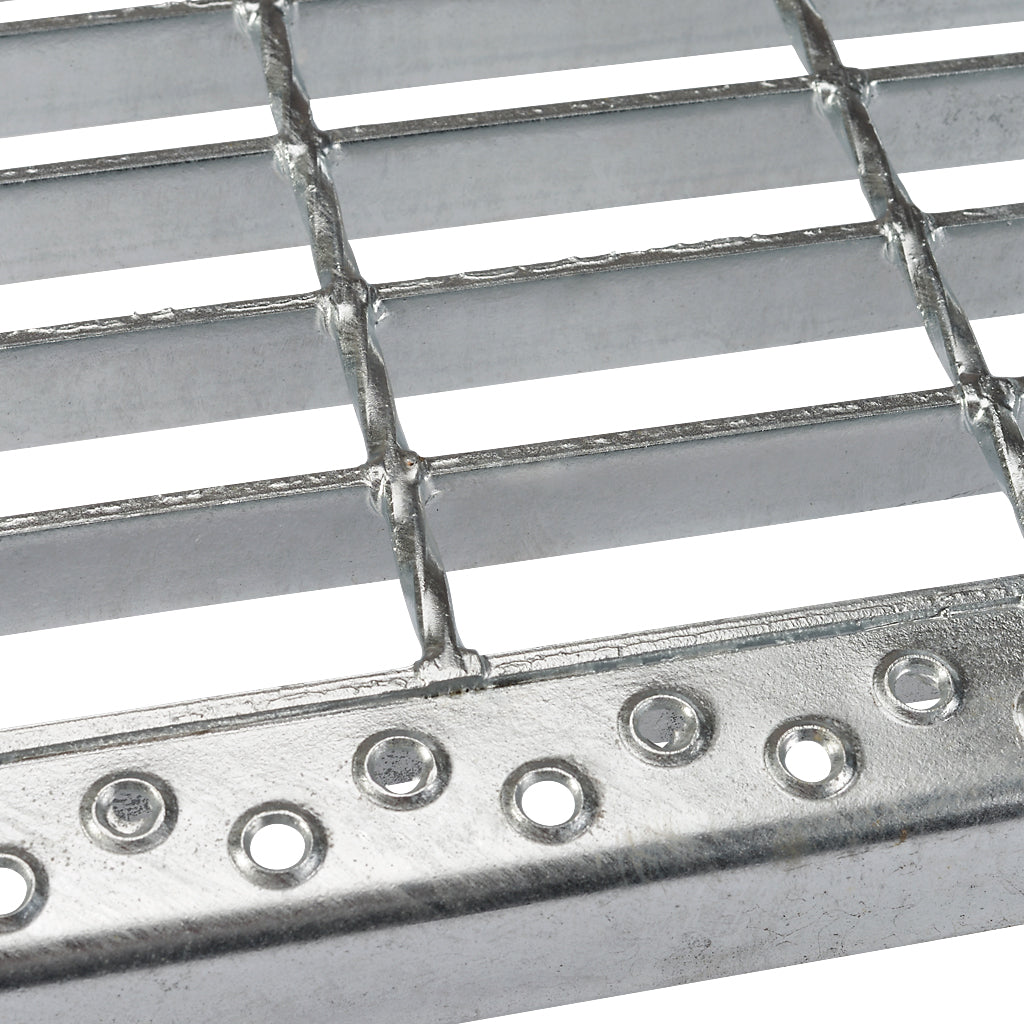 ST3 Galvanised Open Mesh Steel Stair Tread 900 x 288mm Perforated Nosing