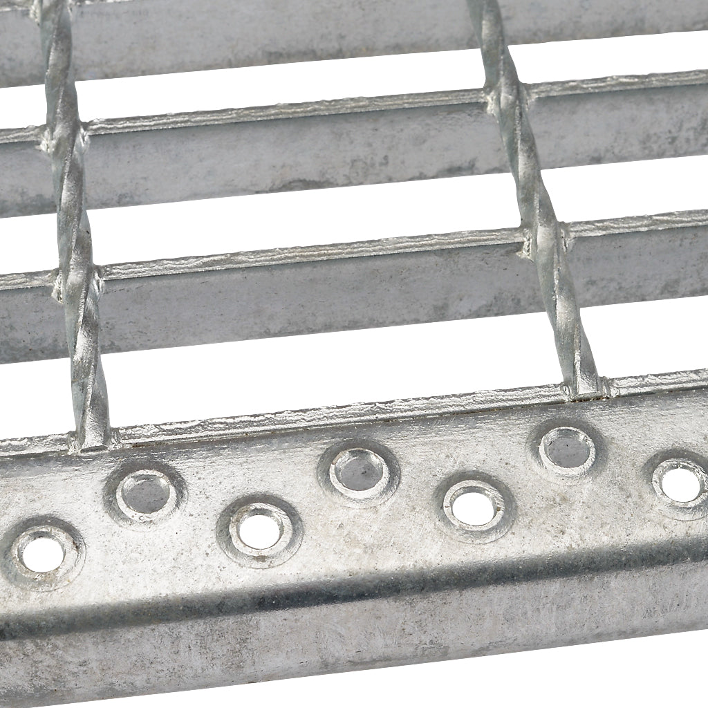 ST5 Galvanised Open Mesh Steel Stair Tread 1000 x 288mm Perforated Nosing