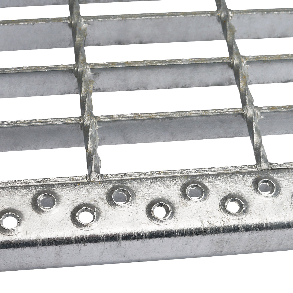 ST8 Galvanised Open Mesh Steel Stair Tread 1200 x 288mm Perforated Nosing