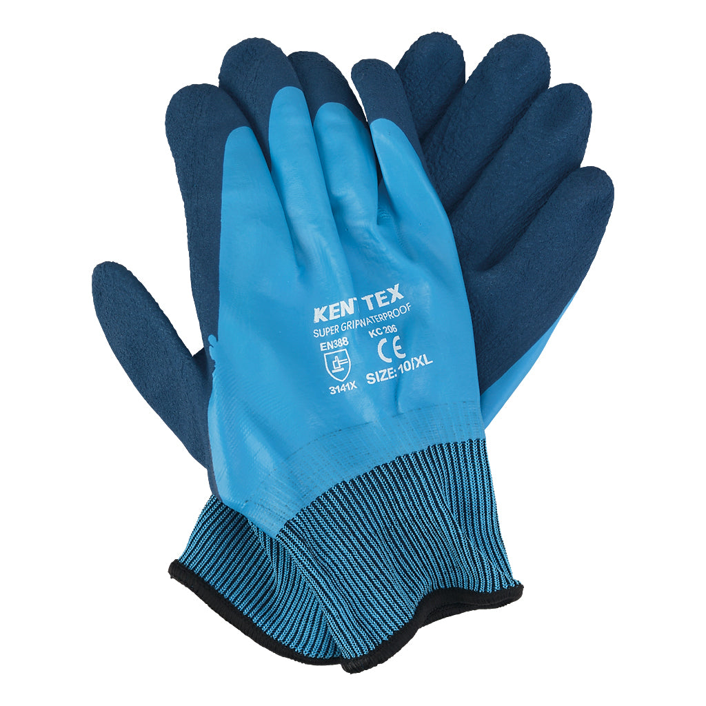 Super Grip Waterproof Blue Gloves XL