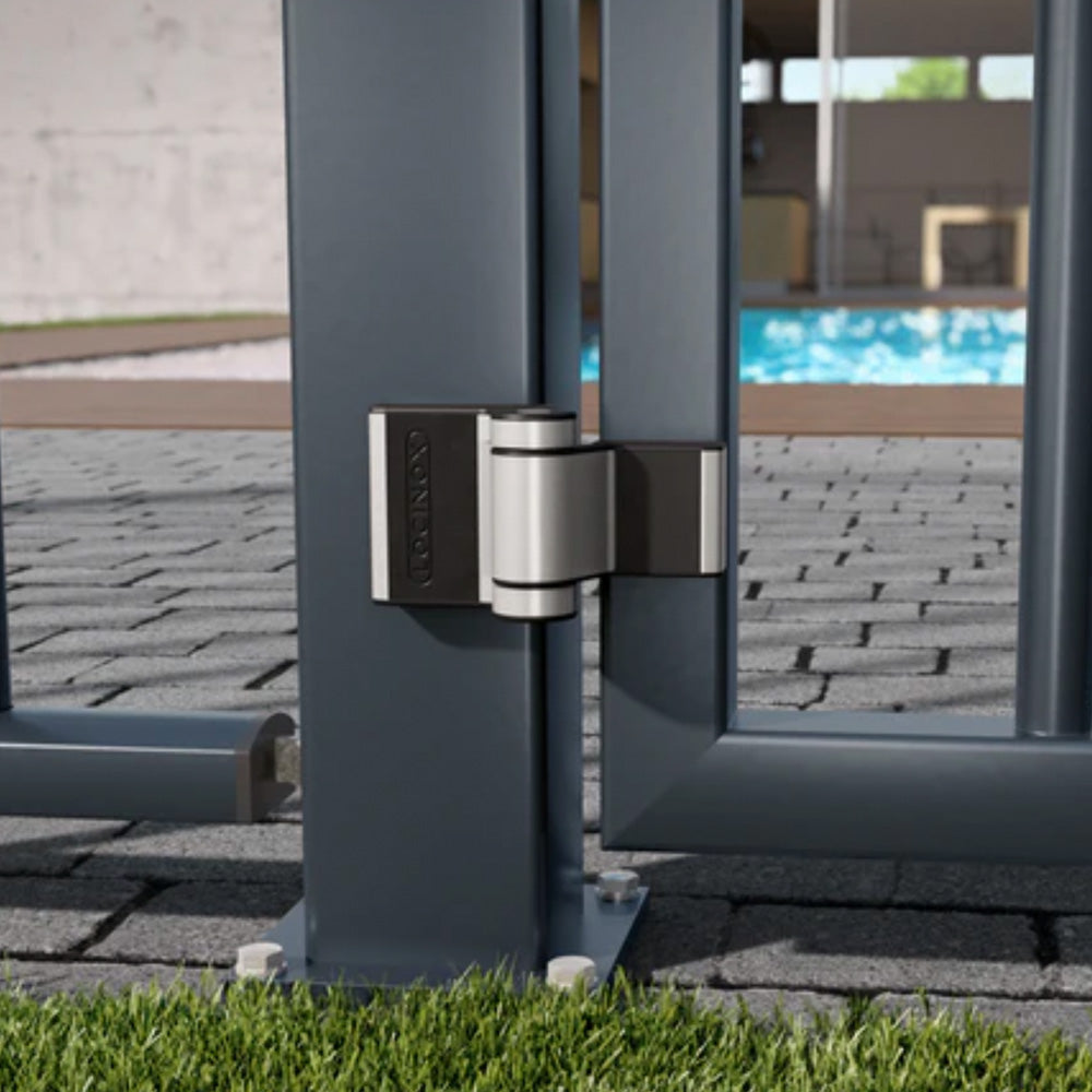 Locinox Puma Compact 2 Way Adjustment 180Deg Surface Mounted Hinge Silver