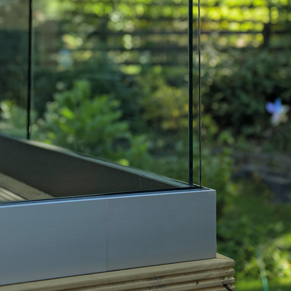 Aluminium Channel Corner Piece Base Fix Anodised Effect 195 x 195mm