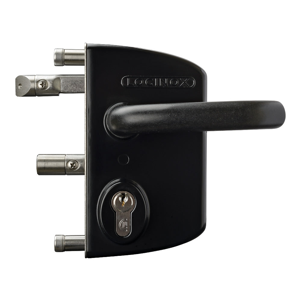 Locinox LAKQ U2 Industrial Gate Lock To Suit 30 - 50mm Box Section Black Aluminium Handles