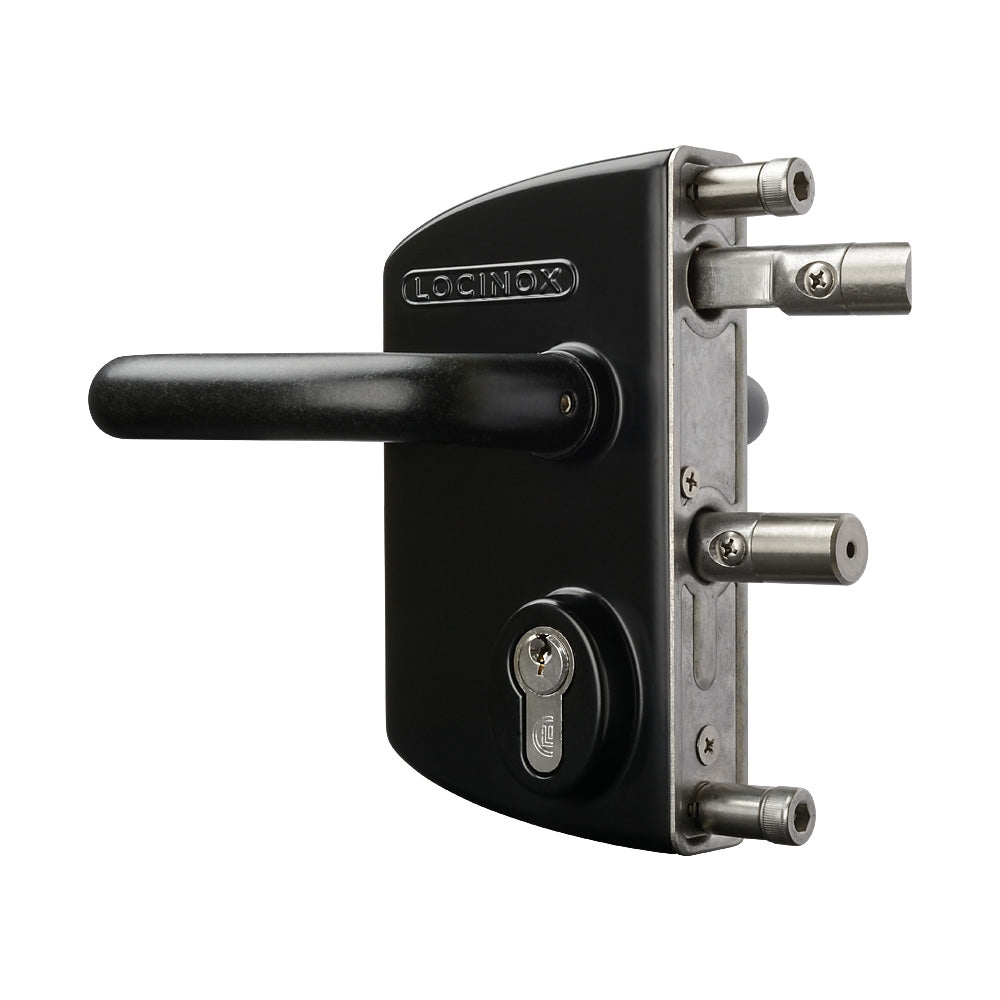 Locinox LAKQ U2 Industrial Gate Lock To Suit 30 - 50mm Box Section Black Aluminium Handles