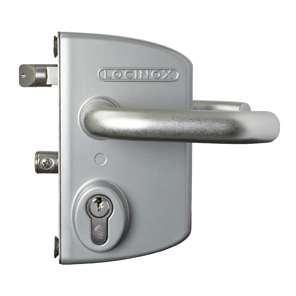 Locinox LAKQ U2 Industrial Gate Lock To Suit 10 - 30mm Flat Profile Silver Aluminium Handles
