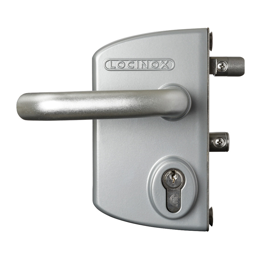 Locinox LAKQ U2 Industrial Gate Lock To Suit 10 - 30mm Flat Profile Silver Aluminium Handles