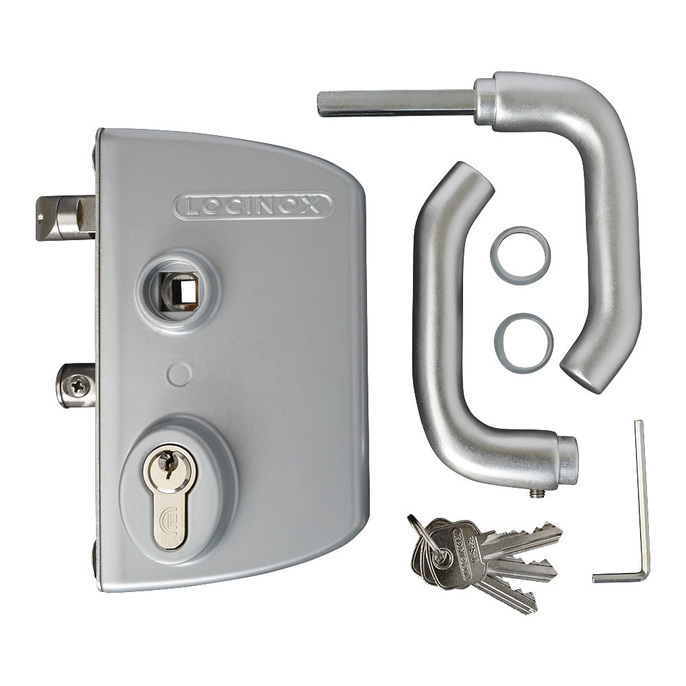 Locinox LAKQ U2 Industrial Gate Lock To Suit 10 - 30mm Flat Profile Silver Aluminium Handles