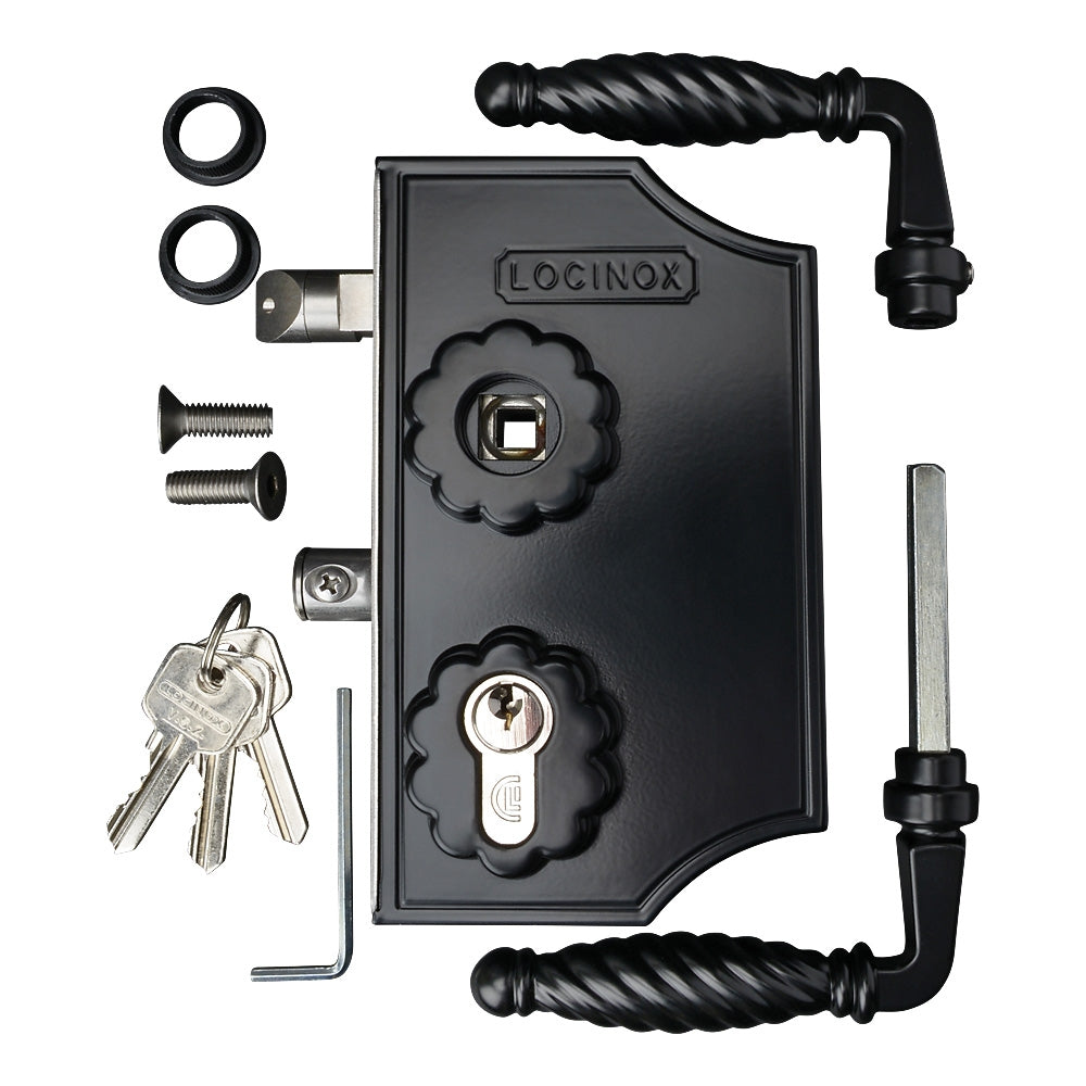Locinox LAKQ H2L Large Ornamental Gate Lock To Suit 10 - 30mm Flat Profile