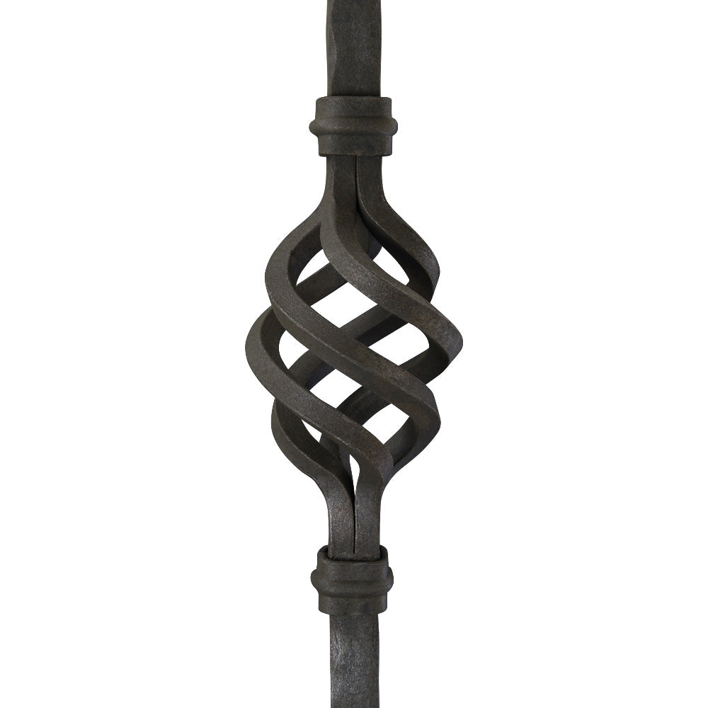 PK10 16mm Square Hammered Bar Picket Double Basket 1000mm