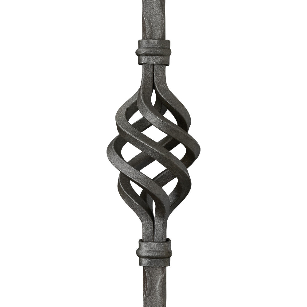 PK11 16mm Square Hammered Bar Picket Single Basket 1000mm