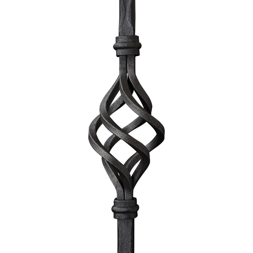 PK3 12mm Square Hammered Bar Picket Double Basket 1000mm