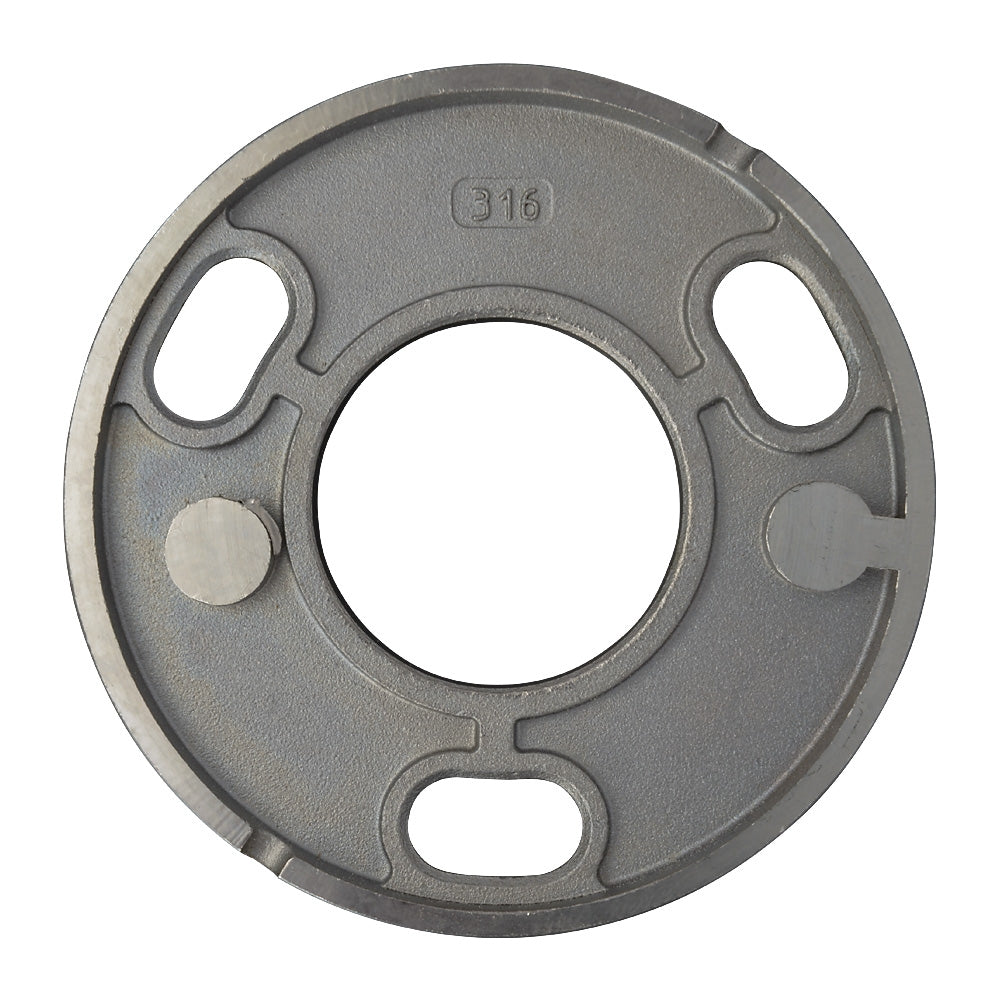 316 Post Base Plate 100mm Diameter To Suit 42.4mm Tube With Slotted Holes