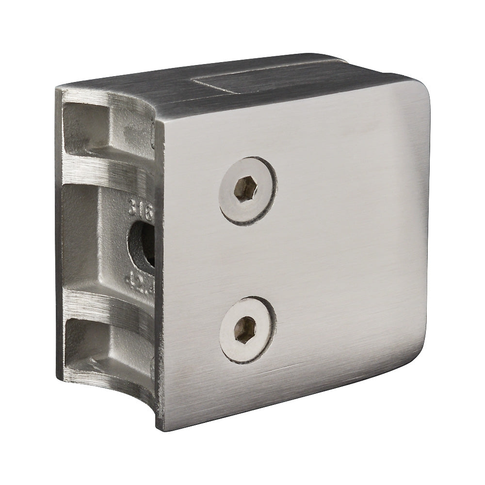 316 Stainless Steel Square Type Glass Clamp 55 x 55 x 35mm To Suit 42.4mm Post