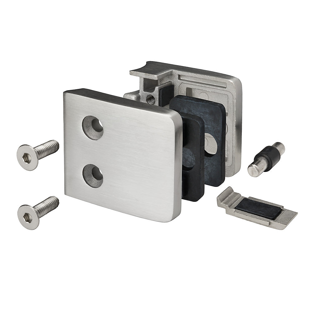 316 Stainless Steel Square Type Glass Clamp 55 x 55 x 35mm To Suit 42.4mm Post