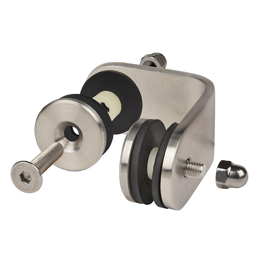 316 Stainless Steel Internal Corner Weld On Glass Clamp 80 x 40 x 6mm