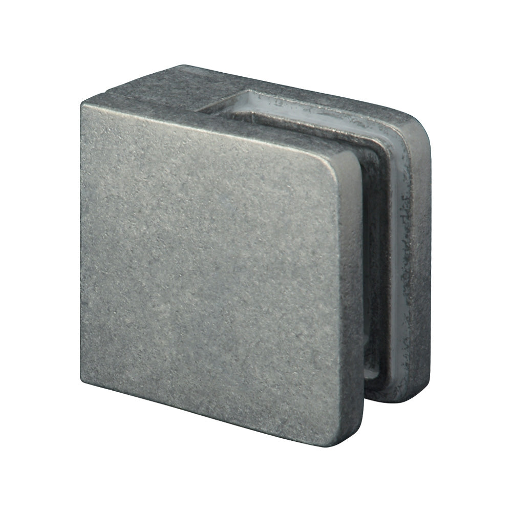 Zinc Raw Finish Square Type Glass Clamp 45 x 45 x 27mm To Suit Flat Post