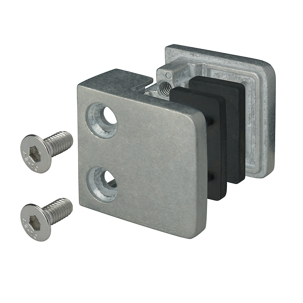 Zinc Raw Finish Square Type Glass Clamp 45 x 45 x 27mm To Suit Flat Post