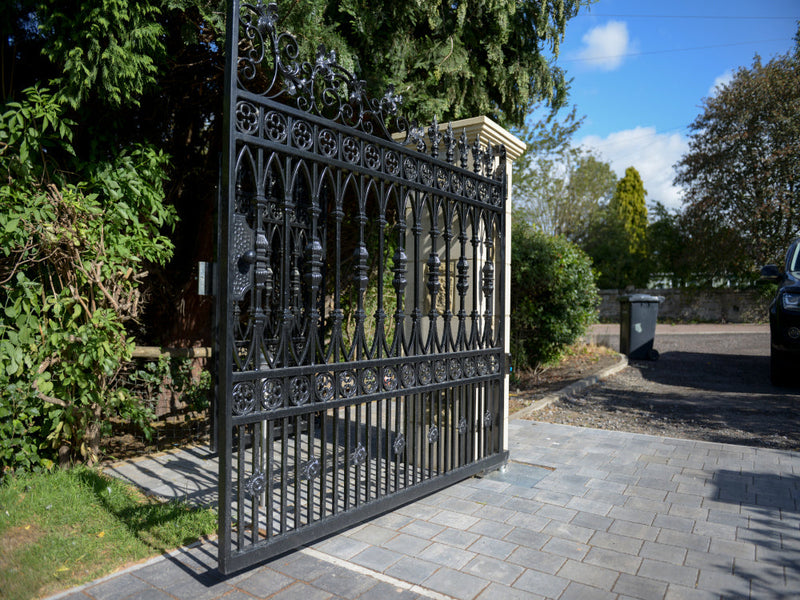 Black Iron Gate with Gate Lock for a Property