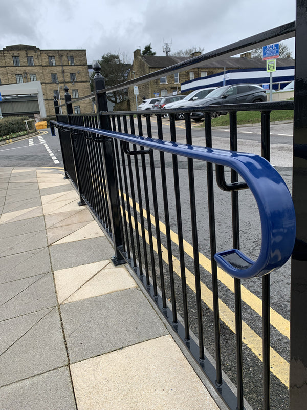 Blue Plastic Handrail Fitted Outdoors in Bradford