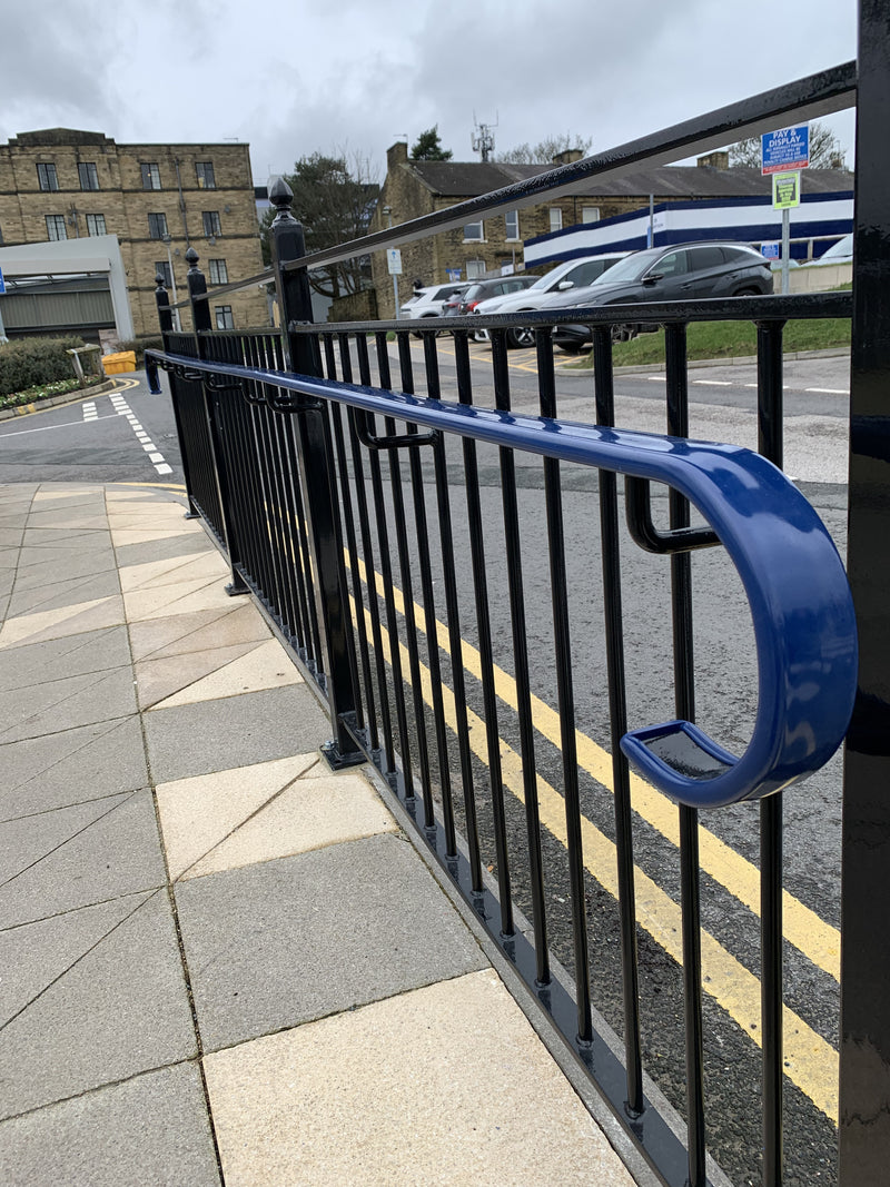 Blue Plastic Handrail Fitted Outdoors in Bradford