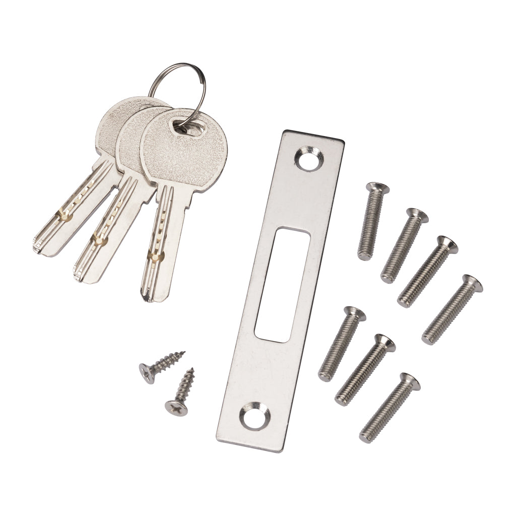Zinc Glass To Glass Dead Lock With Matching Keep 3 Keys To Suit 10-12mm Glass